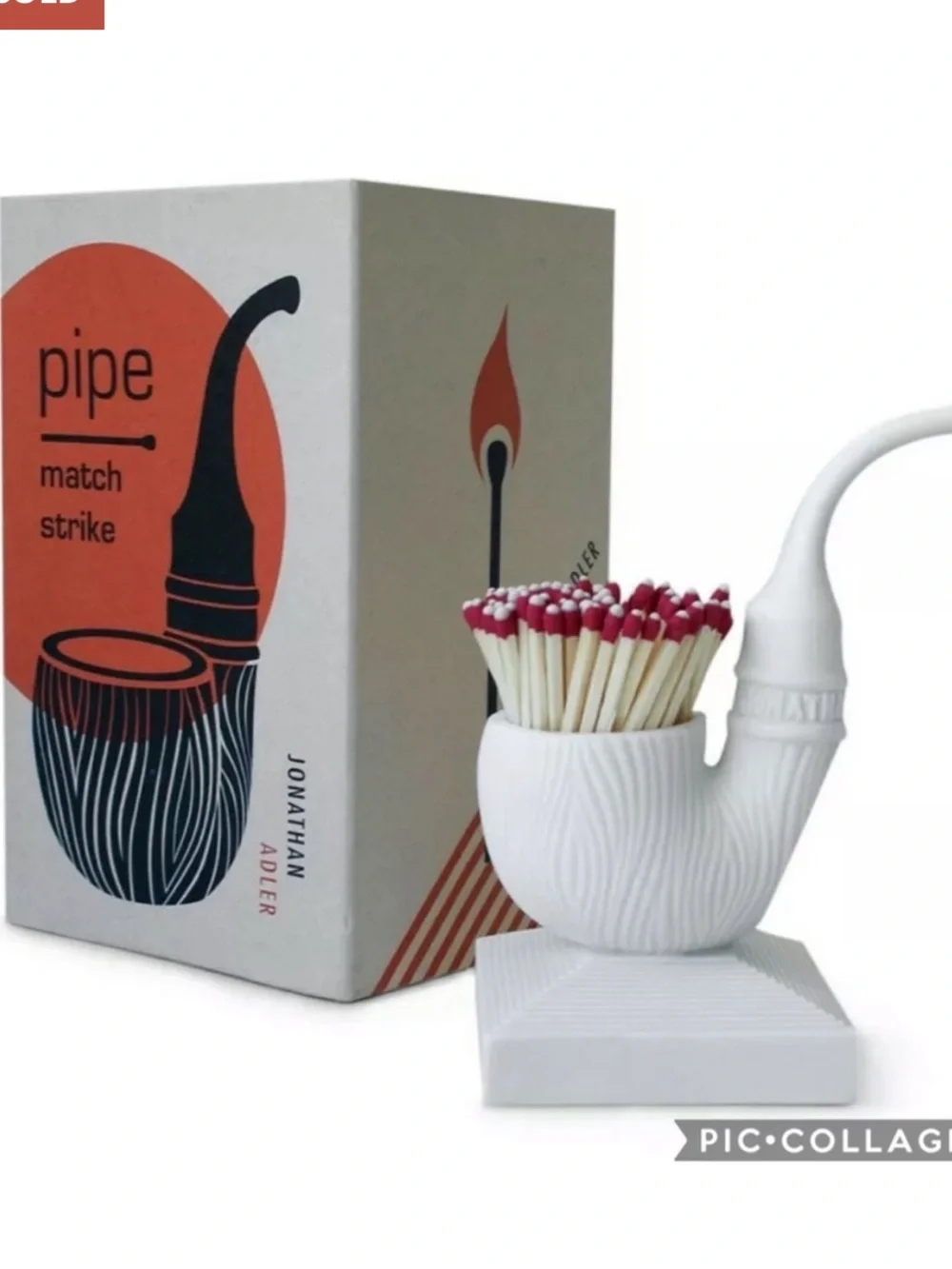Jonathan Adler pipe match strike sculpture figurine